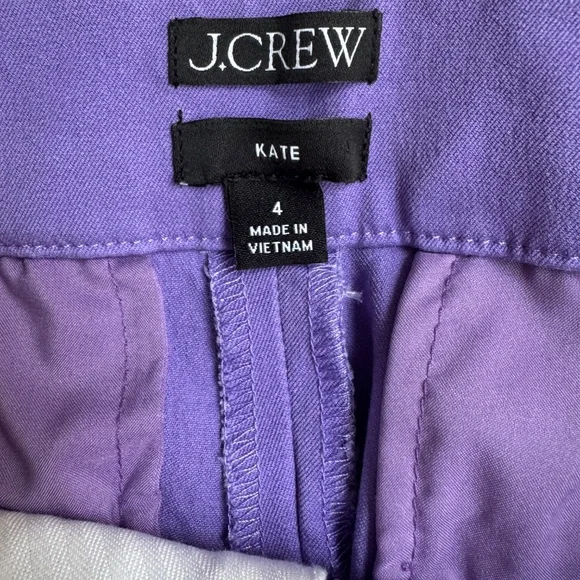 J. Crew Kate Straight-Leg Pant in Bi-Stretch Cotton Blend | Purple | Size 4 - Picture 4 of 7